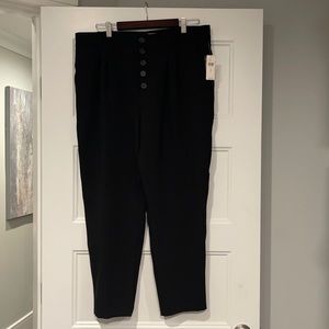 Button front pleated pants